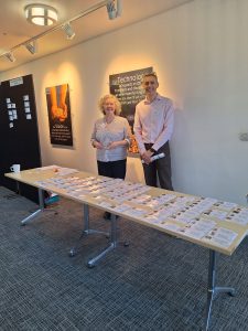Sue Steele, science administrator at Rothamsted Research, and Roger Berwick, science support administrator at the John Innes Centre, organisers of the event, ready to welcome DSW members.